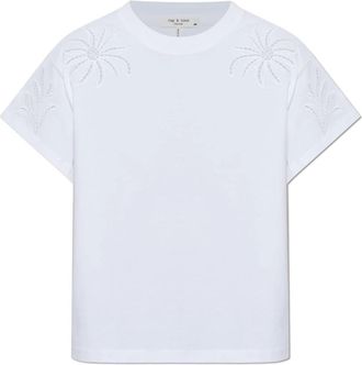 Rag & Bone Tops, Dames, Wit, M, Katoen, T-shirt met opengewerkte details