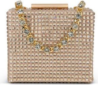 Badgley Mischka Serenity Crystal Box Clutch in Champagne at Nordstrom, Size Small