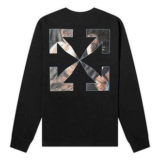 Off-white Mens Off-White c/o Virgil Caravaggio Printing Round Neck Long Sleeves Black T-Shirt OMAB001E20JER0061010