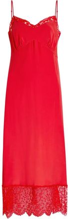 Simone Rocha lace-trim midi slip dress - women - Acetate/Silk/Nylon - 6 - Red