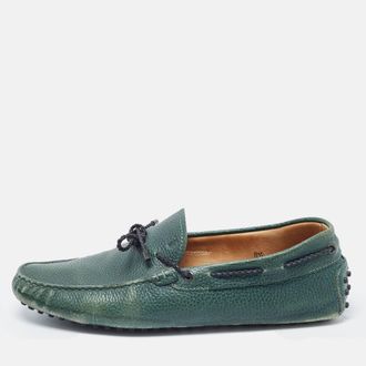 Tod's Tods Green Leather Bow Loafers
