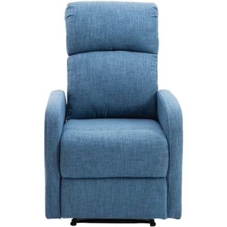 HOMCOM Poltrona Relax in Tessuto Reclinazione Manuale con Poggiapiedi Blu - Homcom