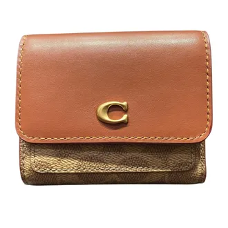 Coach Brown Pvc Leather Wallet (Tri-Fold) (Pre-Owned)
