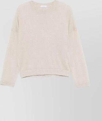 Brunello Cucinelli linen silk sequined ribbed long-sleeve jumper