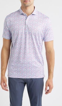 Johnnie-O Charmer Floral Performance Jersey Polo in Punch at Nordstrom, Size Xx-Large