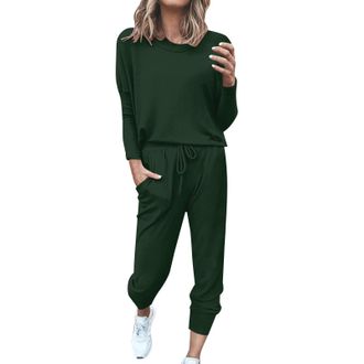 Generic Track Suits for Women 2 Pc Uk Summer Ladies Tracksuit Outfits Outfit Lounge Gym Travel Casual Plus Size Soft Comfort Lightweight Round Neck Crewneck C