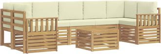vidaXL Conjunto De Sof&aacute;s De Exterior 8 Uds. Blanco Y Crema Poli&eacute;ster Vidaxl