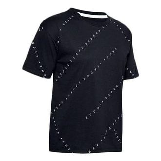 Under Armour (WMNS) Under Armour Logo Live Training Sports Printing Short Sleeve Black 1355708-001