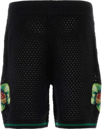 Casablanca Mens Orchid Bermuda Shorts Black Cotton Bermudas