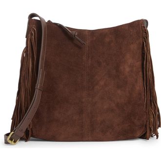 Lucky Brand Bran Nyra Suede Fringe Crossbody Bag in Dark Cappuccino at Nordstrom Rack
