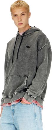 Diesel Hoodie with raw-cut back patch - Sweaters - Man - Grey