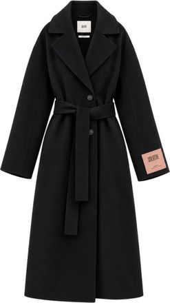 SOLOTRE Geklede Jassen - Dames - Jas met riem - Zwart - L - Jassen