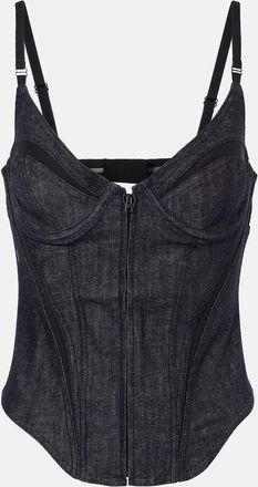 MUGLER Bustier di jeans con mesh