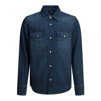 A.P.C. Western Shirt - Heren - Spijkeroverhemden - Blauw - XL - Katoen - Overhemden