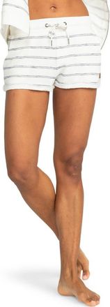 Roxy Perfect Wave Stripe Cotton Blend Shorts in Snow White at Nordstrom, Size Xx-Large