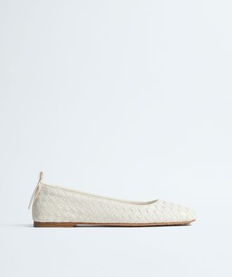 Bottega Veneta Charlotte Ballerina - White - Woman - 35_5 - 100% Lambskin