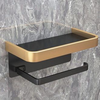 OEM Soporte Para Papel Higi&eacute;nico De Ba&ntilde;o, No Requiere Taladrar, Colgador De Rollo De Papel Higi&eacute;nico De Montaje En Pared (doble Capa, Negro Y Dorado)