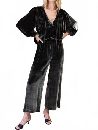 Emerson Fry Wide Leg Velvet Pant In Black