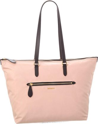 Burberry Large Zip Nylon & Leather Tote