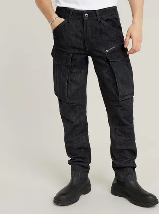 G-Star Mens G-Star RAW Rovic Zip 3D Regular Tapered Denim Jeans - Black Cotton - Size 29W/34L