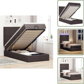 vidaXL Luci a LED - vidaXL Pouf Letto con Materasso e LED Marrone Scuro 90x200 cm Tessuto - Stoccaggio sotto il letto