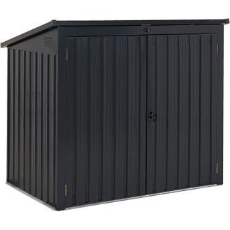Beliani Beliani - Cobertizo De Jard&iacute;n De Metal Gris Grafito 134 Cm Almacenaje Herramientas Moena