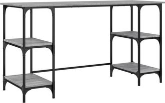 vidaXL Desk Grey Sonoma 140x50x75 cm Metal and Engineered Wood Vidaxl
