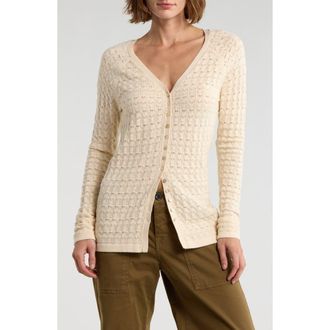 Sanctuary Pointelle Stitch Raglan Sleeve Cardigan in Light Oat Beige at Nordstrom Rack, Size Xx-Small