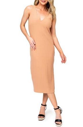 Gibsonlook Rib V-Back Midi Dress in Almond Bisque at Nordstrom Rack, Size Xx-Small