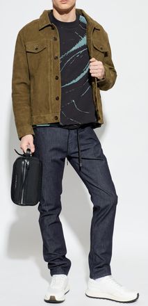 Emporio Armani Sweatshirt With A Patterned, Velvety Finish, Mens, Black