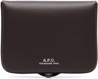 A.P.C. Brown Leather Wallet with Debossed Logo - male - A.P.C. - Wallets & Cardholders - Brown - ONE SIZE - Accessories