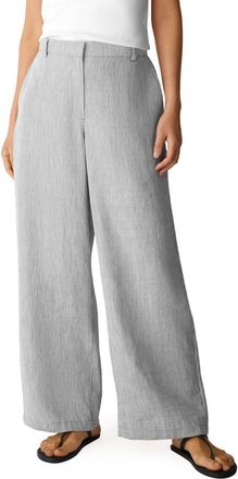 Eileen Fisher High Waist Linen Blend Wide Leg Pants in Wren at Nordstrom, Size Xx-Small