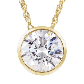 Pompeii3 1 Ct Solitaire Lab Grown Diamond Pendant Necklace in 14k White or Yellow Gold