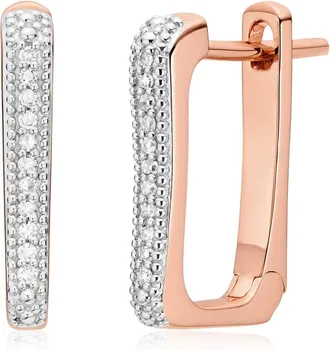 Monica Vinader Rose Gold Alta Capture Diamond Huggie Earrings Diamond