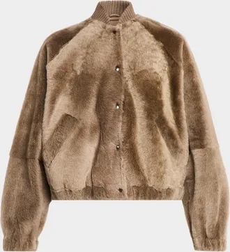 Brunello Cucinelli Velour Lamb Shearling Bomber Jacket