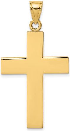 Diamond2Deal 14k Gold Polished Large Block Cross with Open Back Charm Pendant