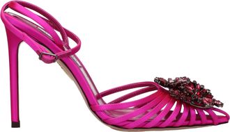 Aquazzura Crystal Margarita Sandalias Mujer Sat&eacute;n Fucsia/Orqu&iacute;dea