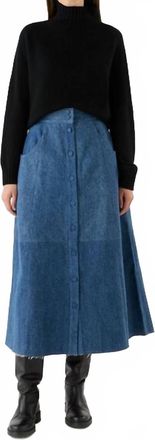 E.L.V. Denim Frankie Denim Stretch Skirt In Mid Blue