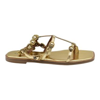 Kurt Geiger Flat Sandals, female, Yellow, 5 UK, Golden Gladiator Flat Sandals