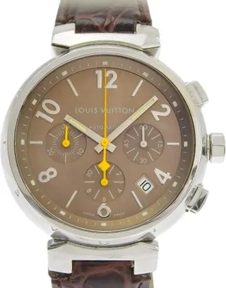 Louis Vuitton Pre-owned Watches, male, Brown, Size: ONE SIZE Pre-owned Tambour Stainless Steel Automatic Chronograph