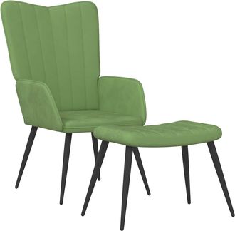 vidaXL Sill&oacute;n De Relax Con Taburete De Terciopelo Verde Claro Vidaxl