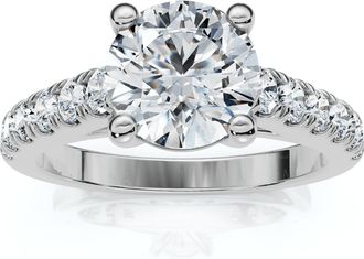 Pompeii3 1 1/2 ct Diamond Solitaire With Accents Round Engagement Ring 14k White Gold
