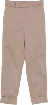 PESERICO Broek met omslag - Dames - Vrijetijds broeken - Bruin - XL - Katoen - Broeken