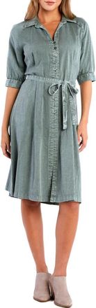 BILLY T Darling Tie Belt Shirtdress in Army Rr Stripe at Nordstrom, Size X-Small