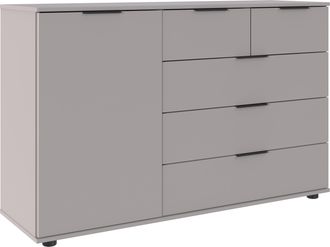 Wimex Kombikommode »Tilburg, Sideboard 130x43x83cm, Made in Germany« mit schwarzen Metallgriffen, Stauraum hinter 1 Tür und in 5 Schubladen