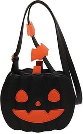 Generic Pumpkin Crossbody Bag Halloween Devil Shoulder Purse 21cm PU Leather Women Cute Cartoon Trick or Treat Fancy Handbag for Party Gift Commuter Tote Sing