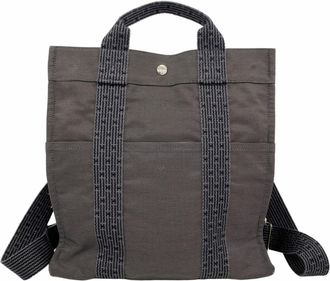 Herm&egrave;s Gray Canvas Backpack (Pre-Owned)