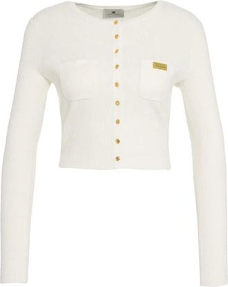 Elisabetta Franchi Gebreide Cardigan met Lange Mouwen - Dames - Vesten - Wit - XL - Truien & Vesten