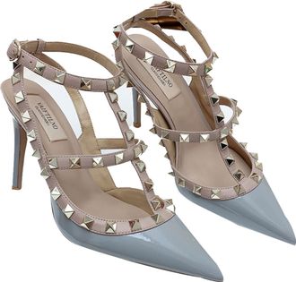 Generic Womens High Heel Sandals Studded Rivet Buckle Ankle Strappy Stiletto Shoes Ladies Office Party Heeled Sandal 40 Bluebright8cm