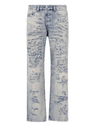 Diesel Light Wash Distressed Straight-Leg Jeans